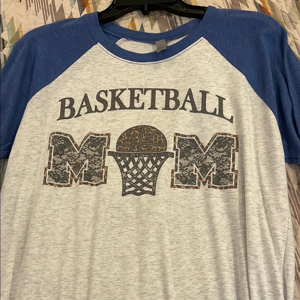 Next Level Apparel Blue and Gray Raglan Tee